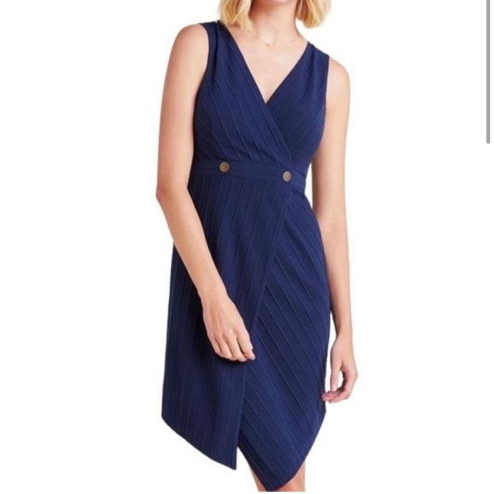 Hutch Midi Faux Wrap Navy Ribbed Dress Size XLP